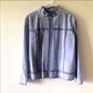 100% Leather Suede Blue Gray Jacket